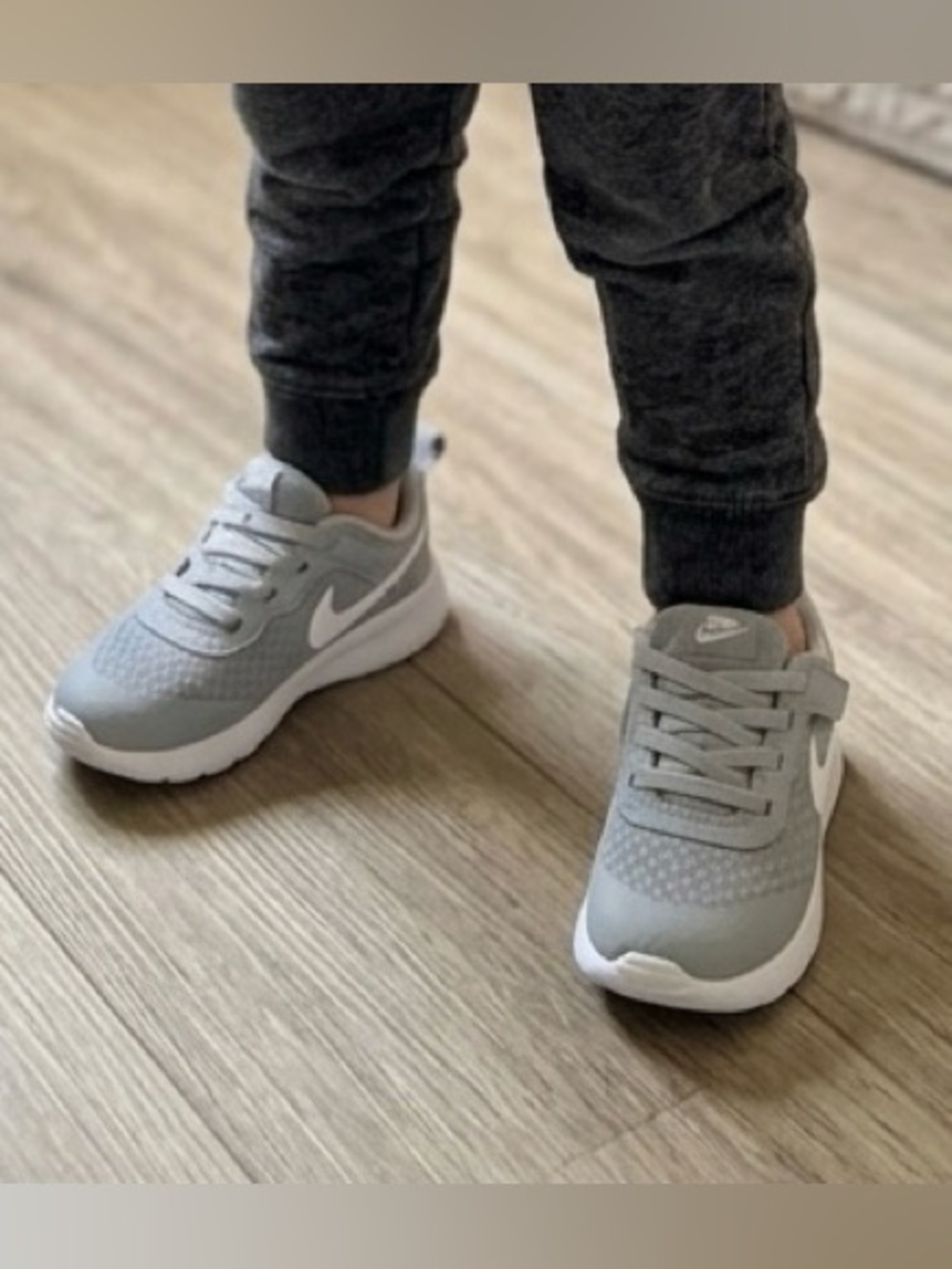 Nike Youth Light Gray and White Athletic Sneakers